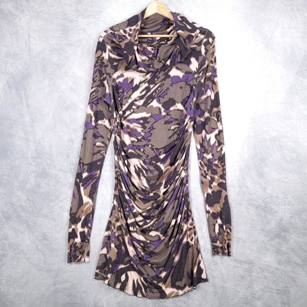 Escada Dress Womens US 8 / 44 Purple Slimming Stretch Wool Knit Long Sleeve